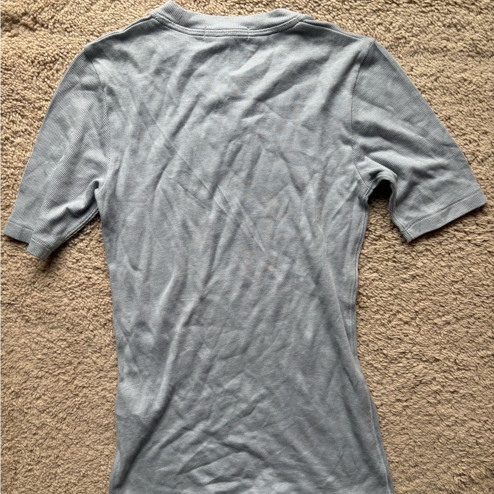 NWT Rag & Bone Dusty Light Blue Short Sleeve Ribbed Tee~ XS - Picture 4 of 4
